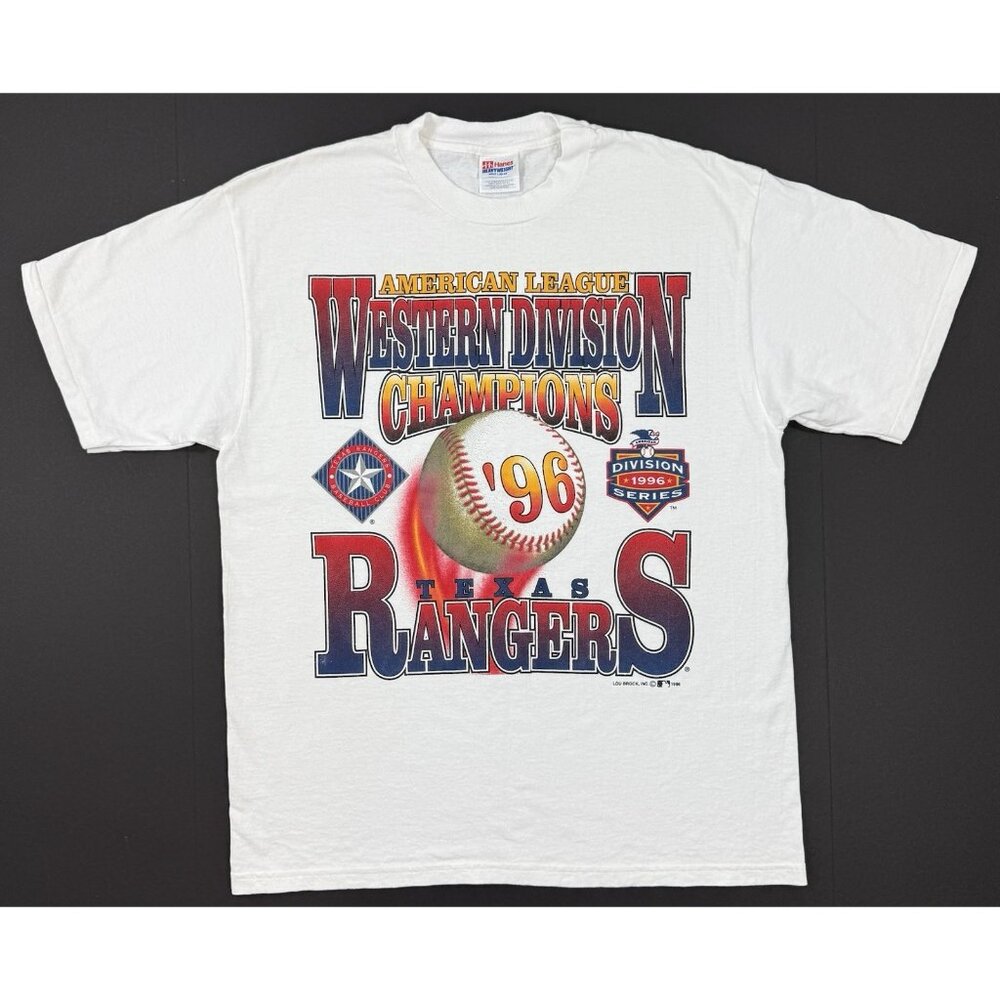 Vtg Texas Rangers 1996 Western Division Champs T-Shirt Hanes Single Stitch Large